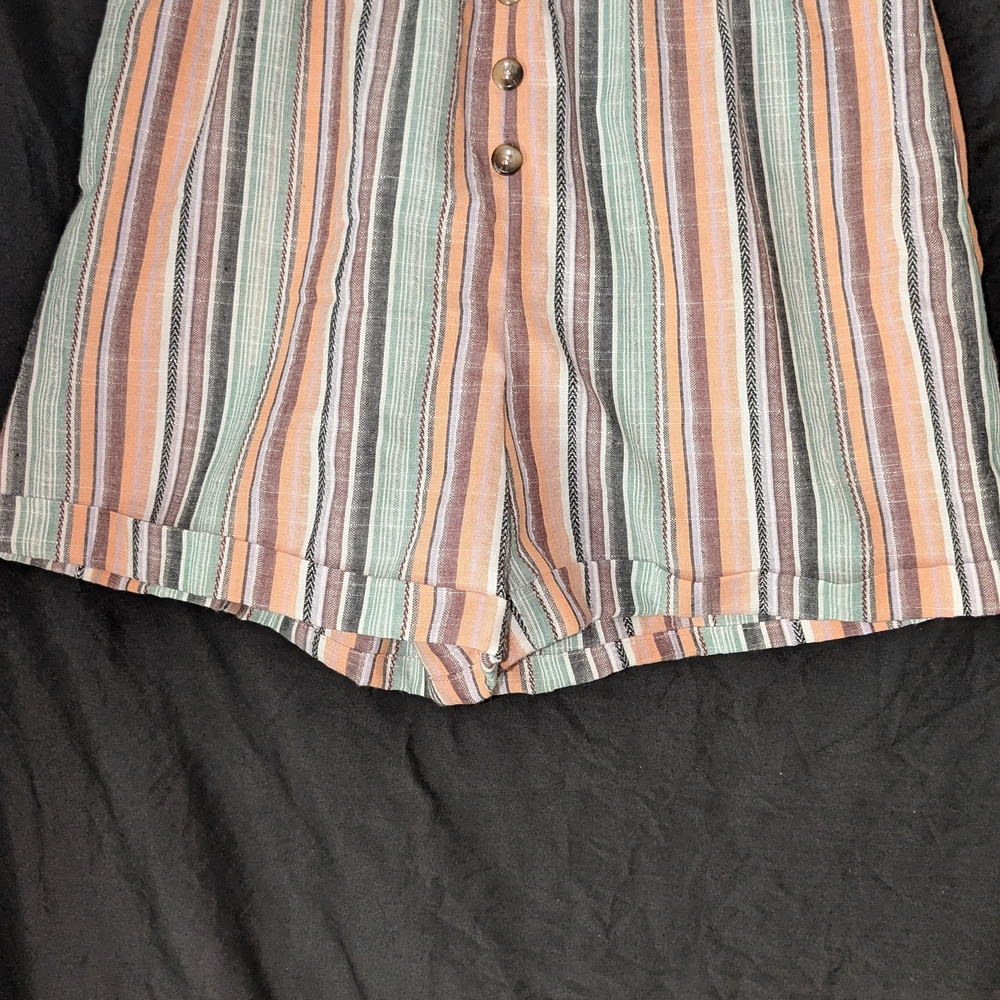 Striped Button-Up Shorts